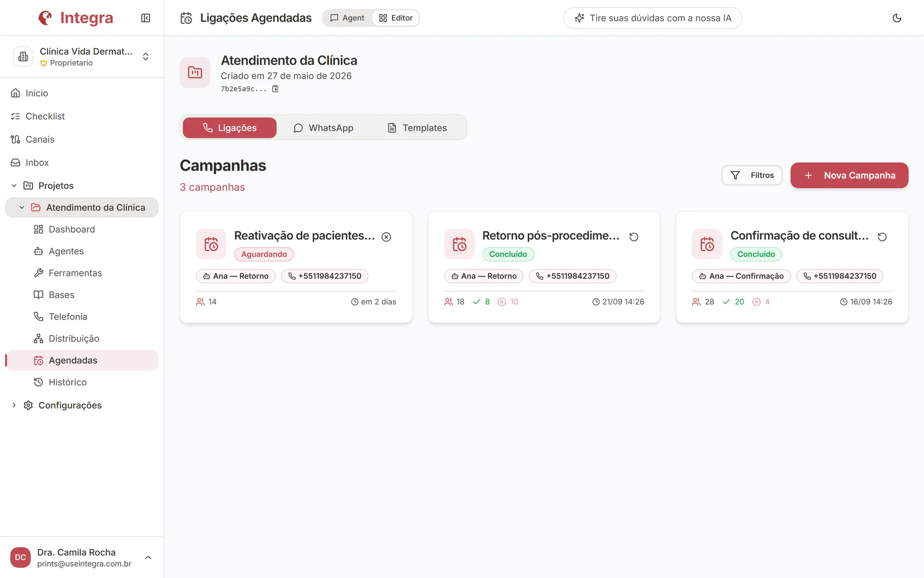 Campanhas de confirmação e reativação na Integra