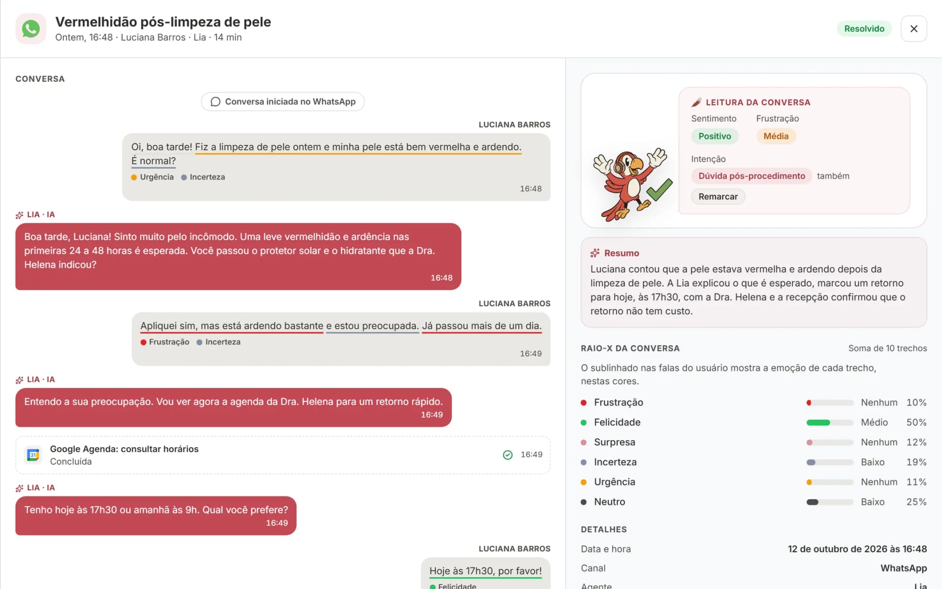 Saiba como cada cliente se sentiu