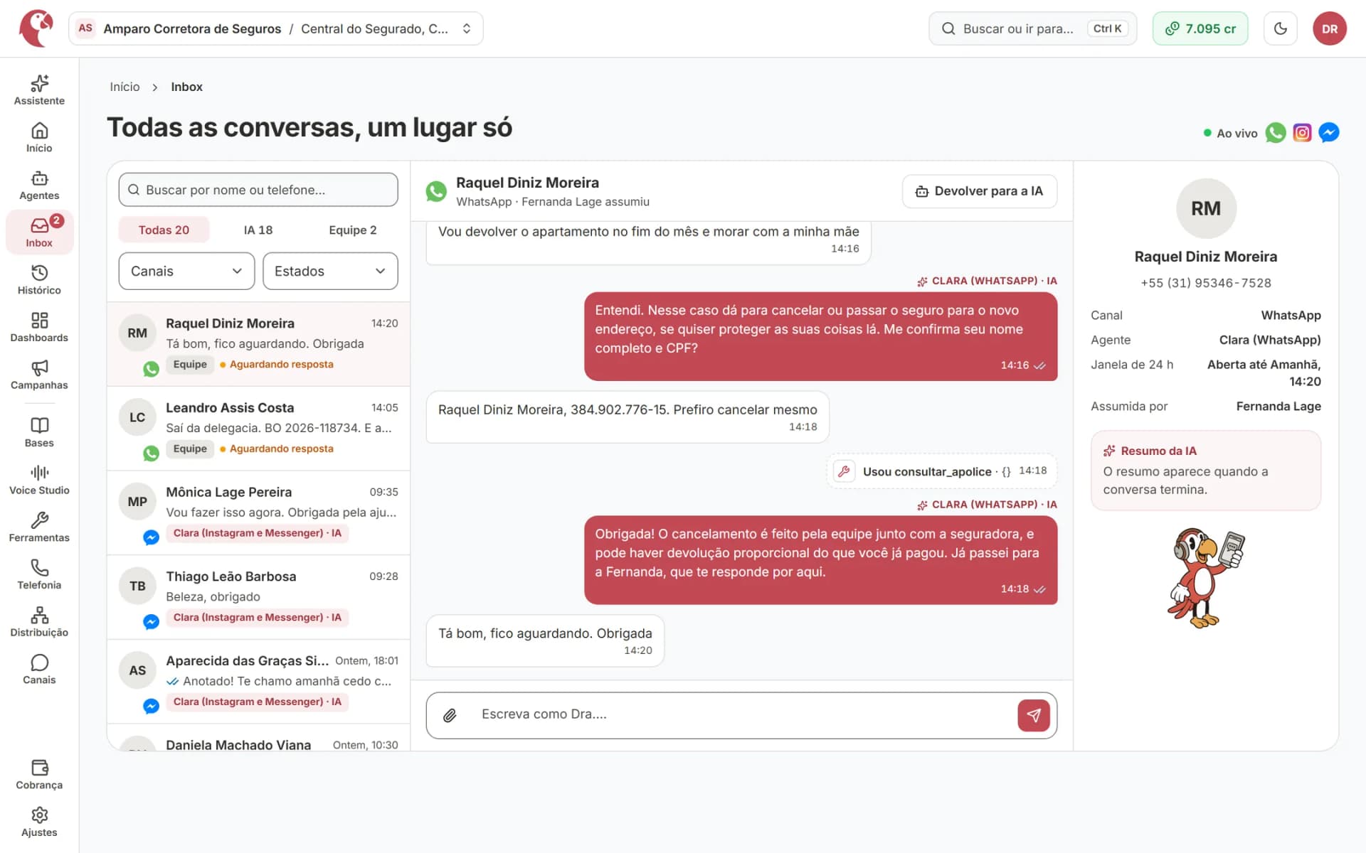 Todas as conversas em um só inbox