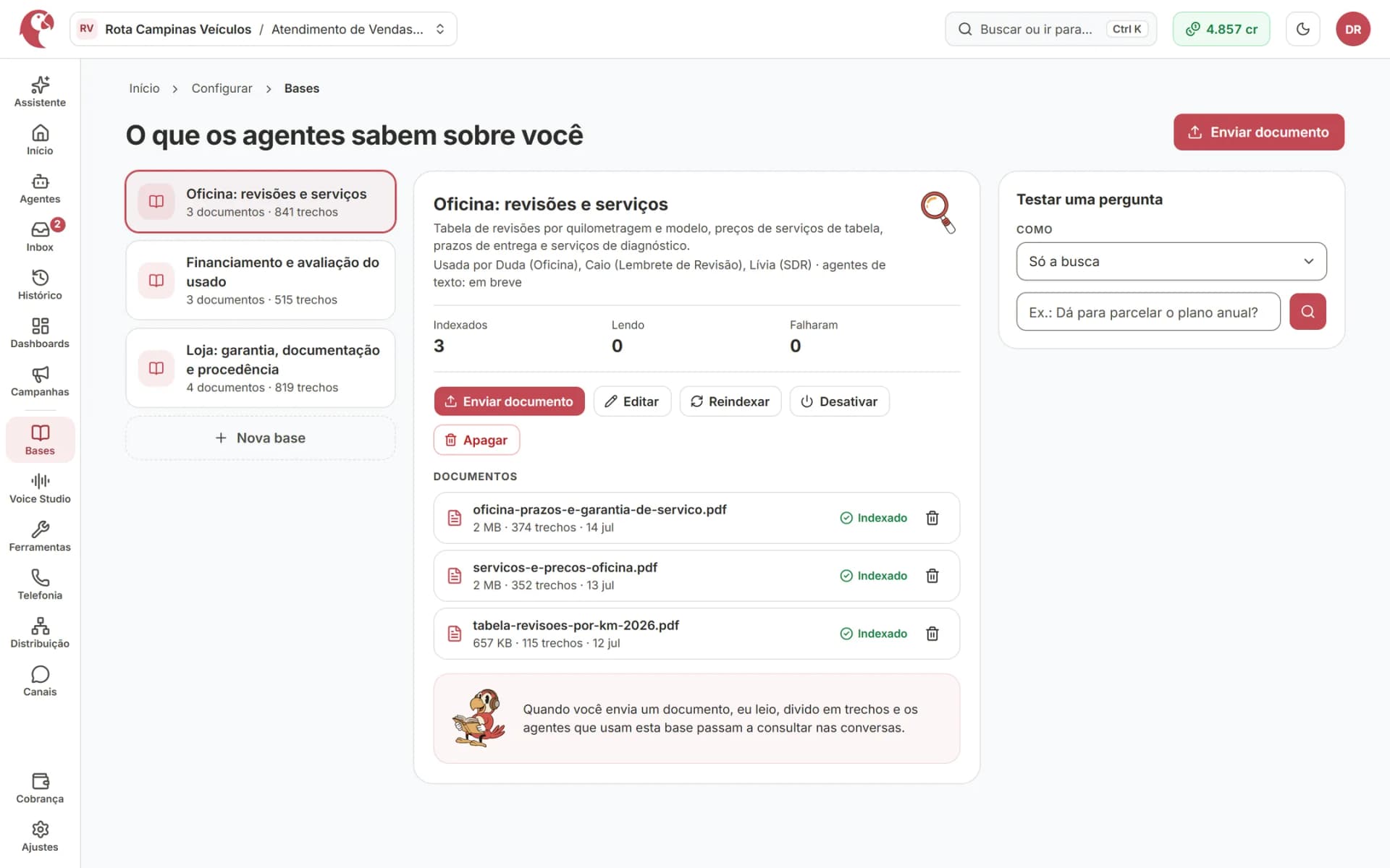 Ele responde com os seus dados